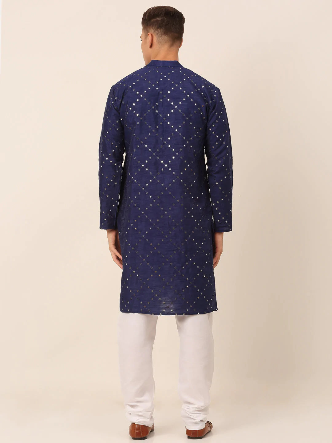 Navy Blue Mirror Work Kurta Pyjama ( JOKP 659 Navy )