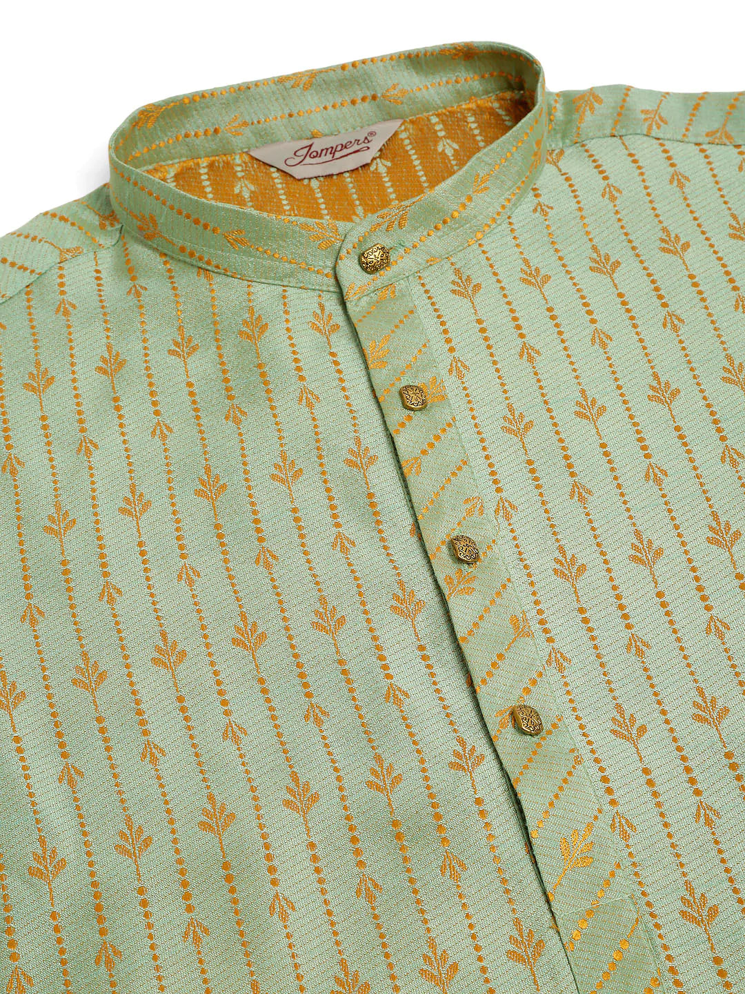Jompers Men's Lime Green Embroidered Kurta Payjama Sets ( JOKP 676 Lime )