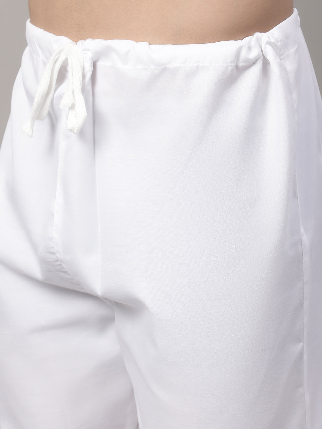 Men's White Embroidered Straight Kurta Pyjama Set