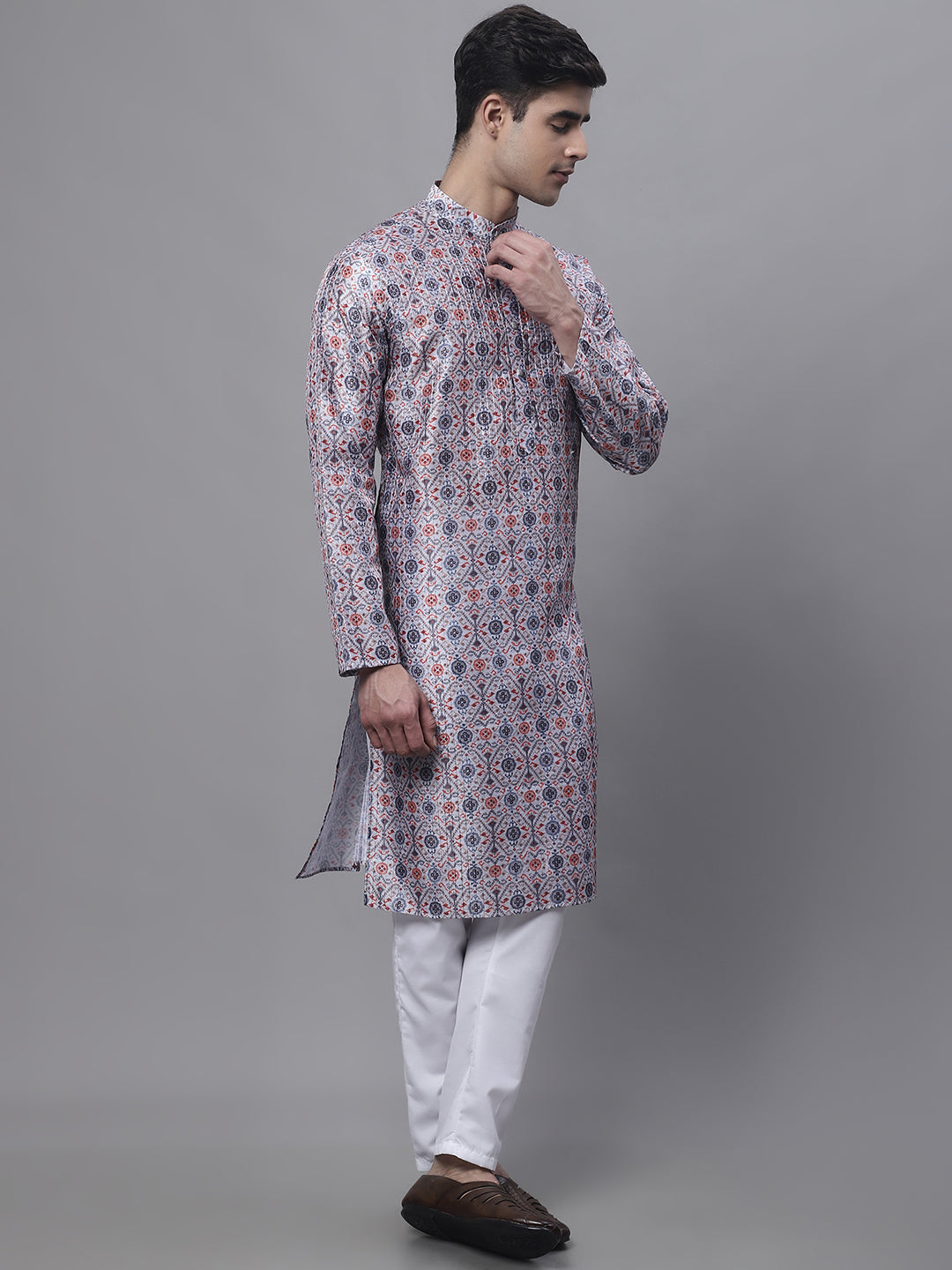 Men's Blue Digital Printed Kurta Pyjama Set