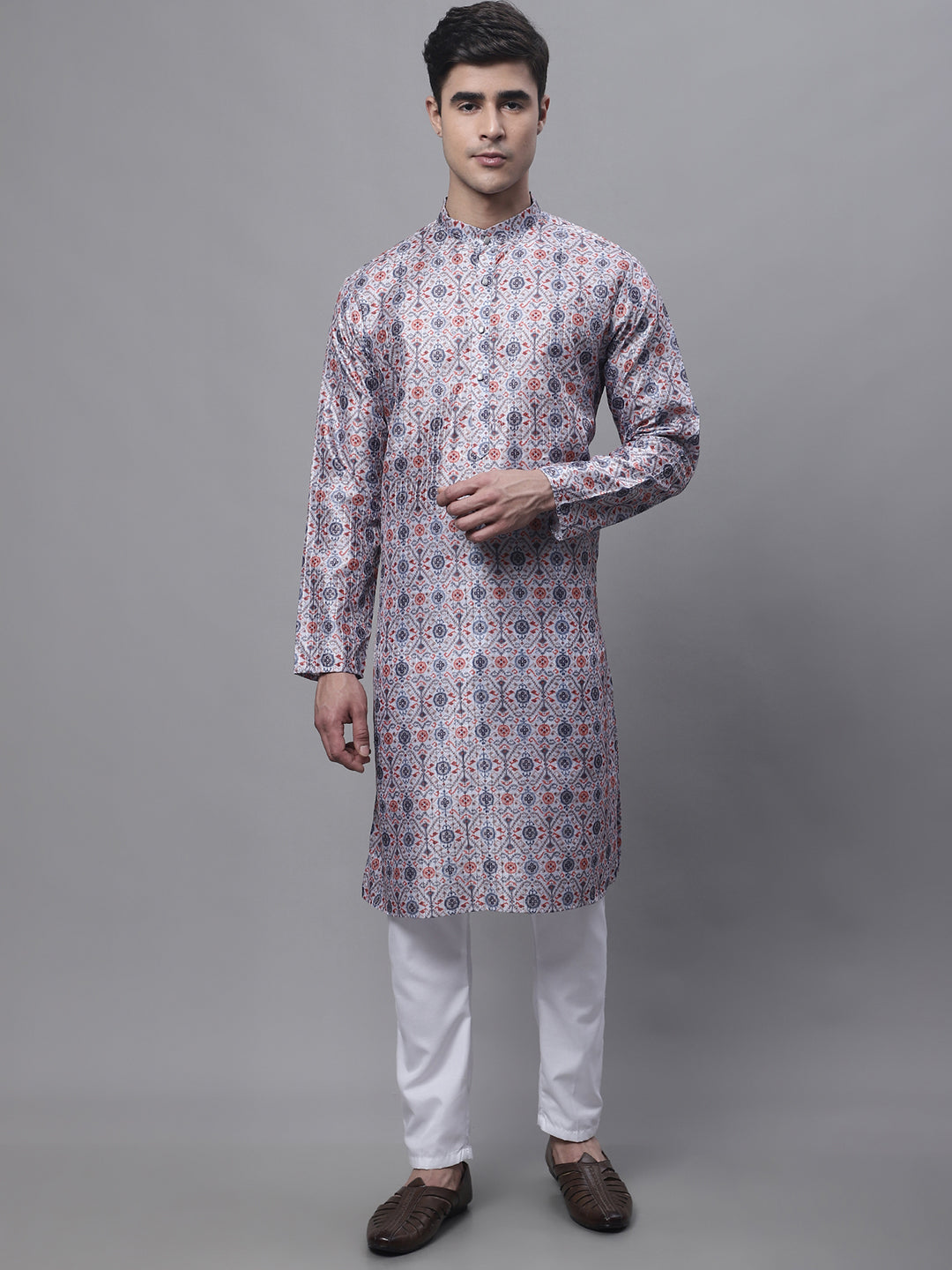 Men's Blue Digital Printed Kurta Pyjama Set