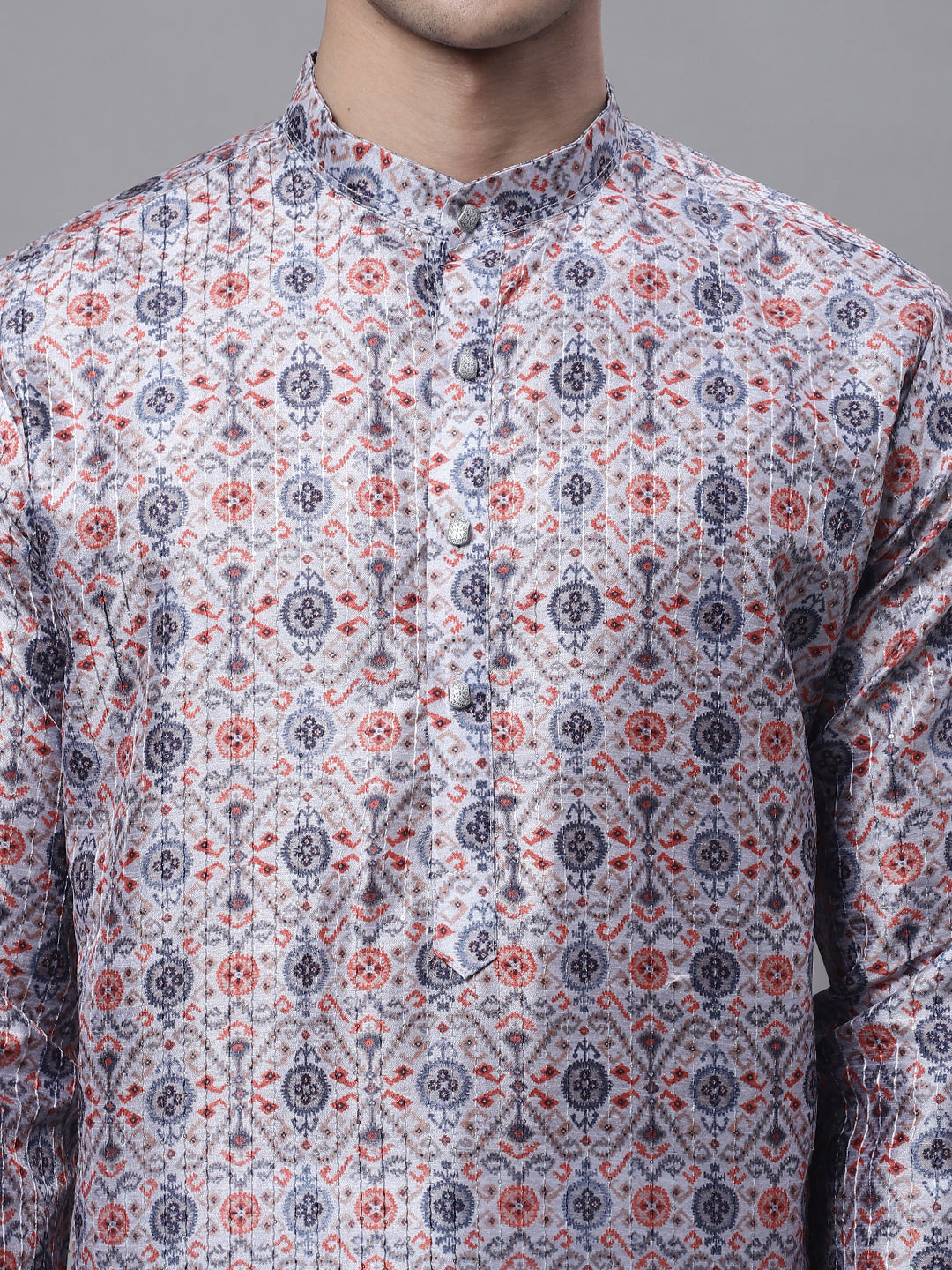 Men's Blue Digital Printed Kurta Pyjama Set