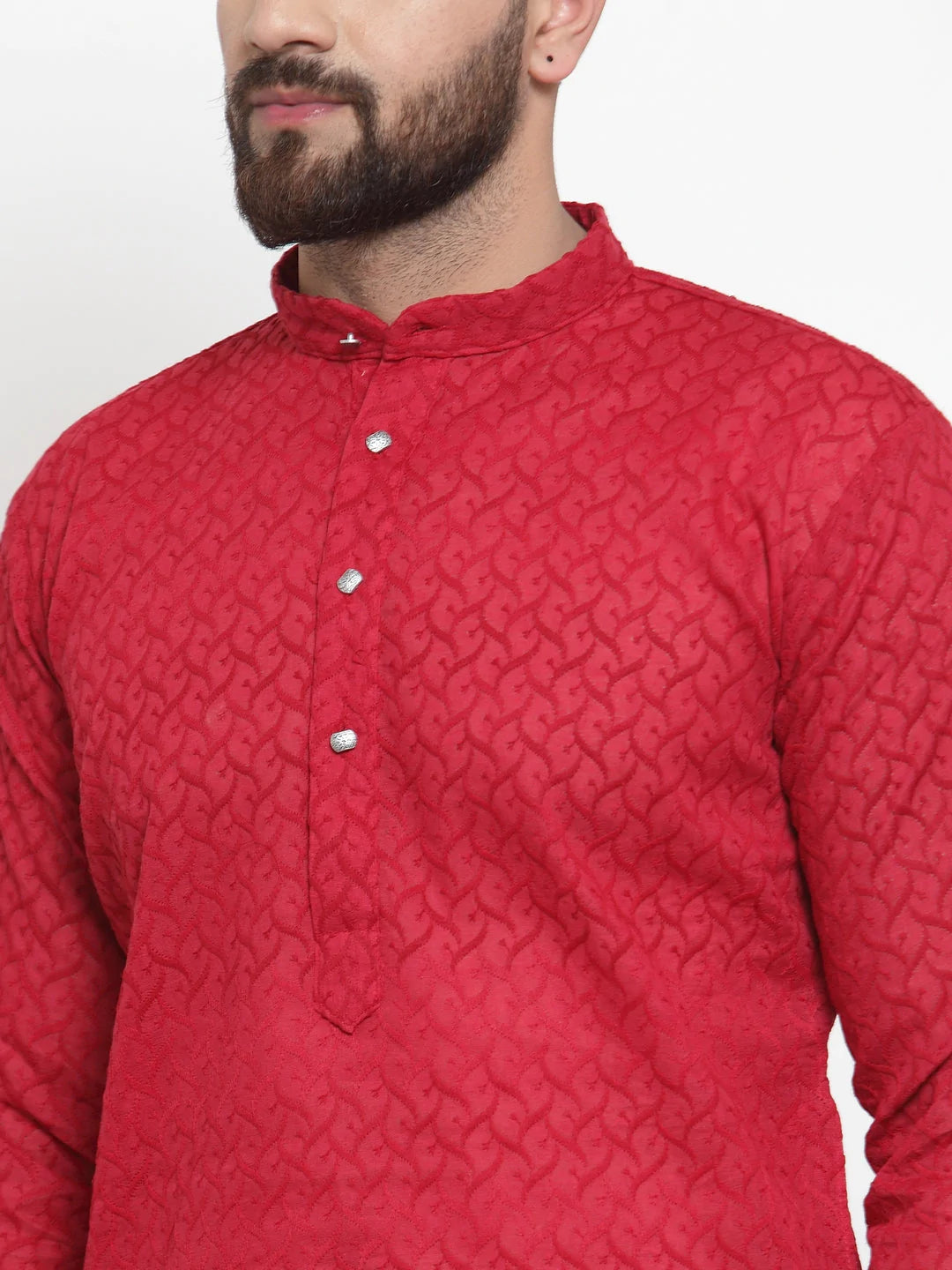 Jompers Men Maroon Chikan Kurta Only ( KO 561 Maroon )