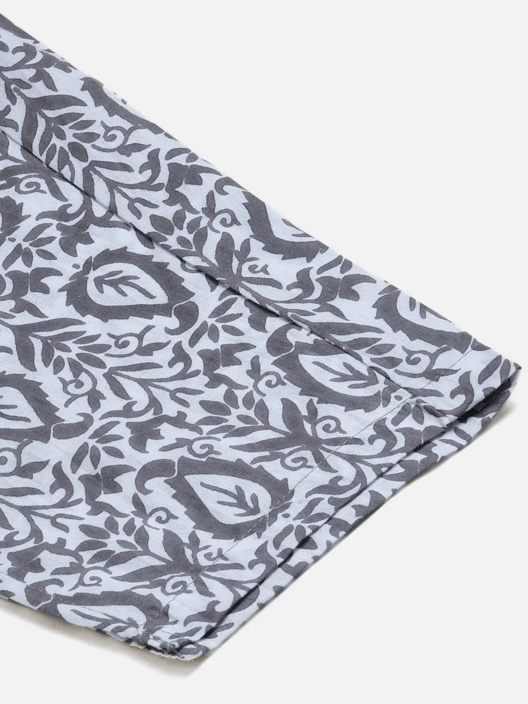 Women Grey & Magenta Block Print Pure Cotton Kurta with Trousers & Dupatta ( JOKS D18Gry 1372 Grey )