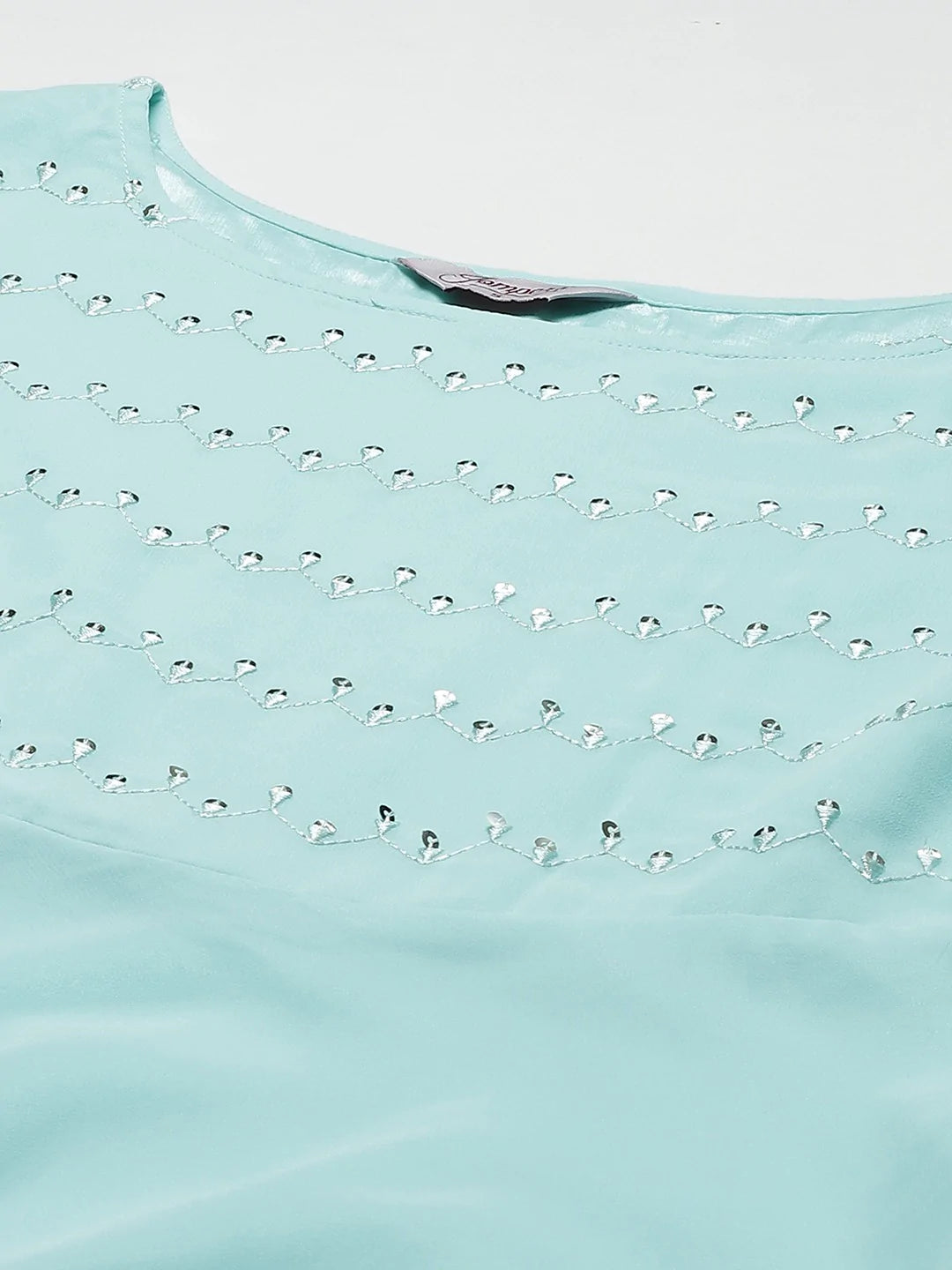 Women Turquoise Blue Embroidered Regular Sequinned Kurta with Trousers & Dupatta ( JOKS D19Peach 1383 Sky )