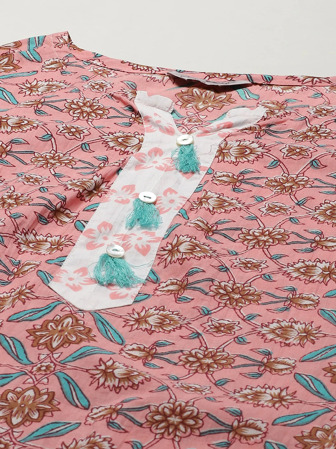 Women Pink & White Ethnic Motifs Printed Pure Cotton Kurta with Trousers & Dupatta ( JOKS D24P 1402 Pink )