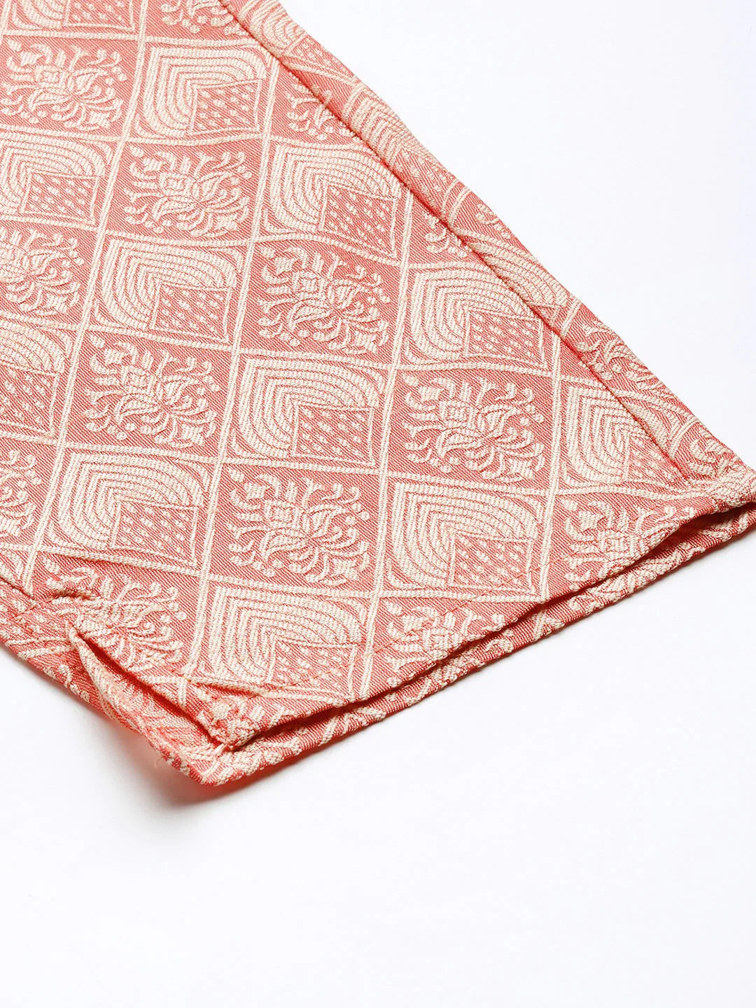 Women Pink Jacquard Woven Design Straight Kurta Trousers & Chikankari Dupatta ( JOKS D28W 1443 Pink )