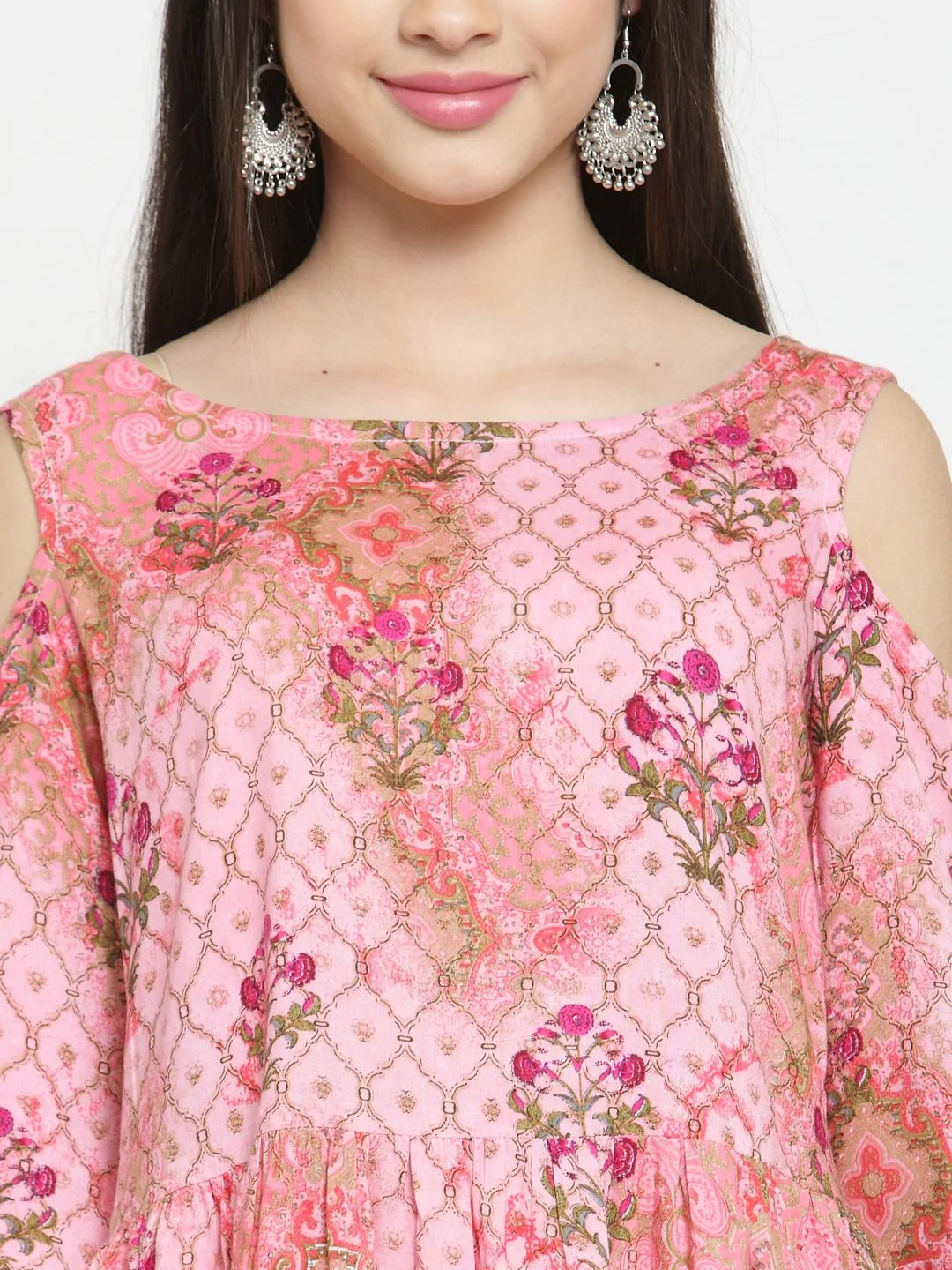 Women Pink Printed A-Line Kurta - Jompers