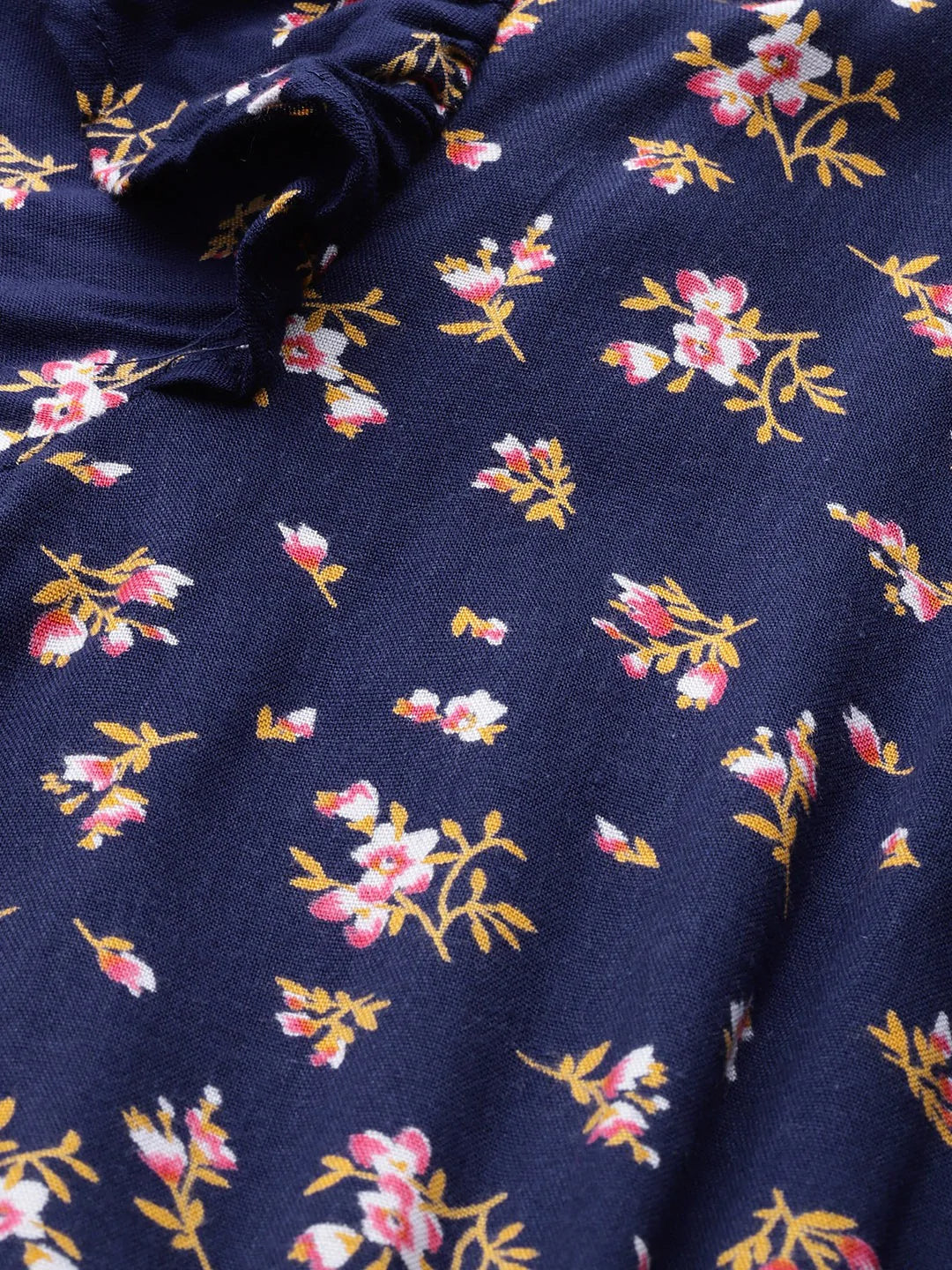 Jompers Women Navy Blue & Pink Floral Printed Floral Anarkali Kurta ( JOK 1386 Blue )