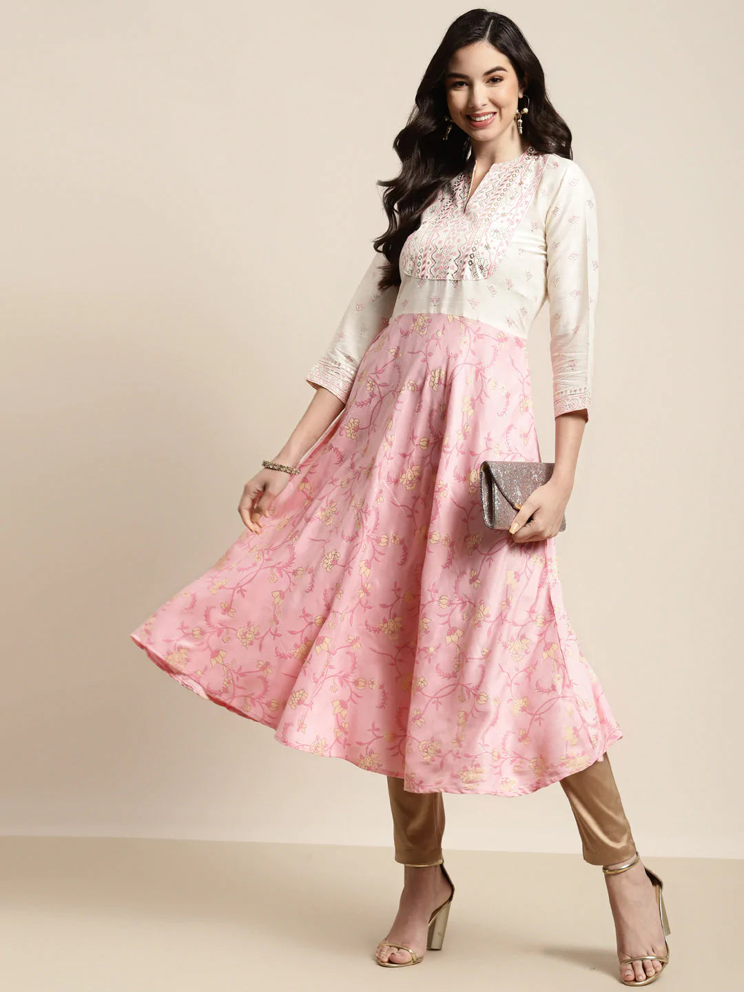 Yok-Design Faired Kurta ( JOK 1454 Pink )