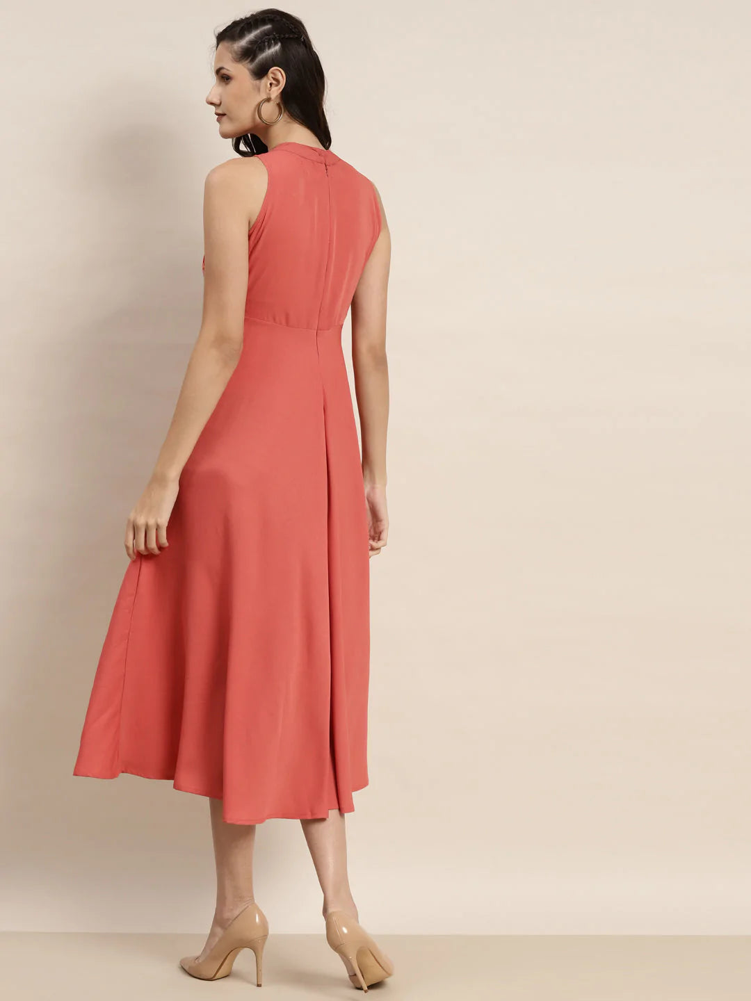 Embroidered A-Line Midi Dress ( JOK 1473 Pink )