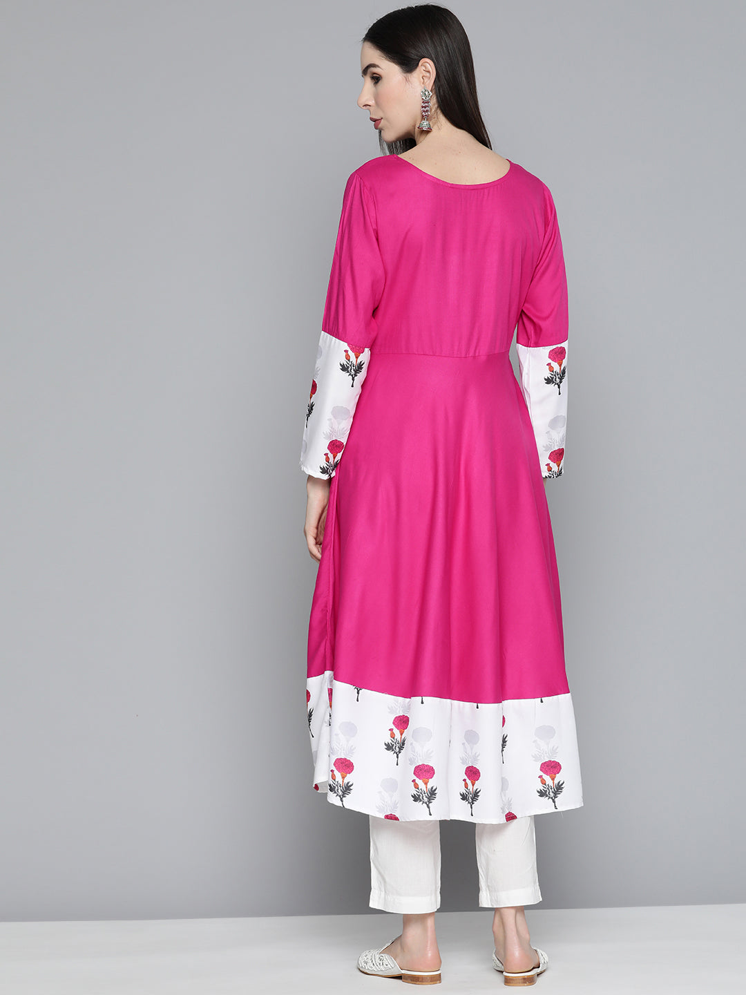 Jompers Floral Printed Pink Floral Kurta ( JOK 1488 Pink )