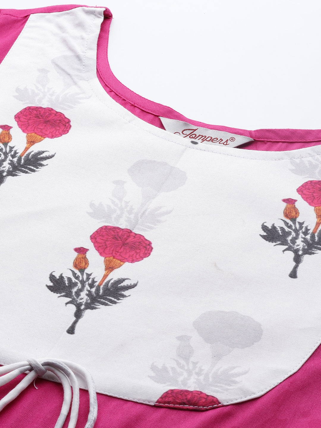 Jompers Floral Printed Pink Floral Kurta ( JOK 1488 Pink )