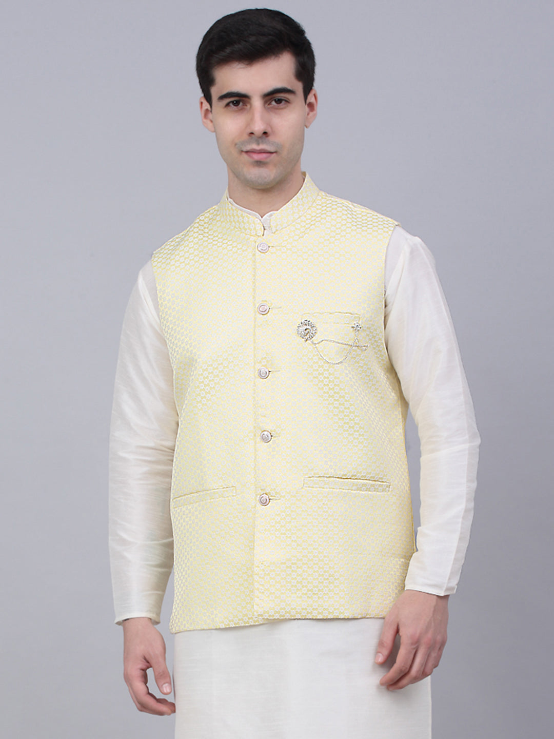 Men s Yellow Woven Design Waistcoats JOWC 4066Yellow Jompers men-s-yellow-woven-design-waistcoats-jowc-4066yellow-jompers