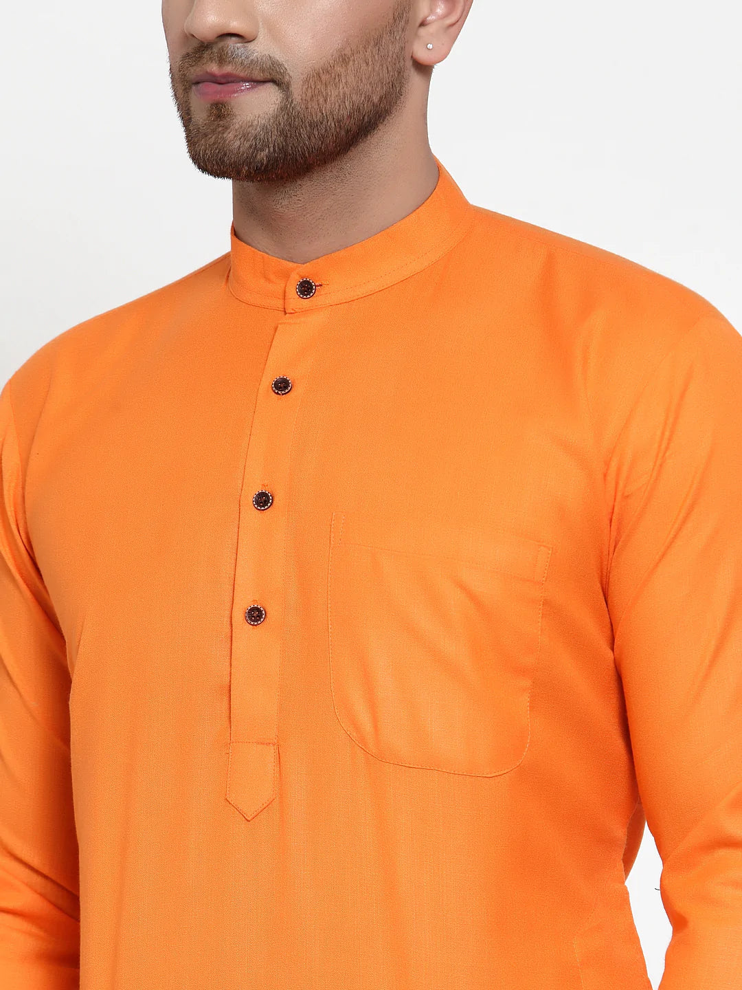 Orange & White Solid Kurta Only ( KO 532 Orange )