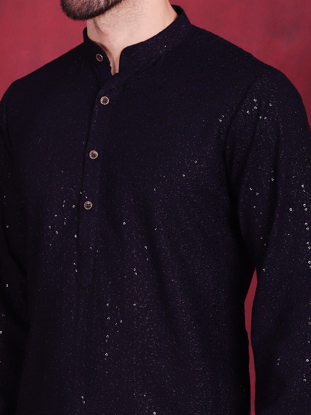 Sequins Chikankari Kurtas ( KO 5018 Navy )