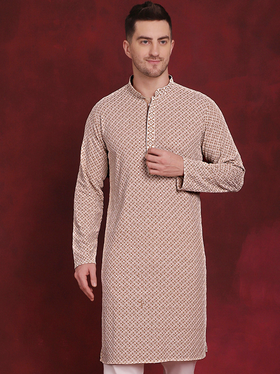 Men'S Sequins And Embroidered Kurtas.