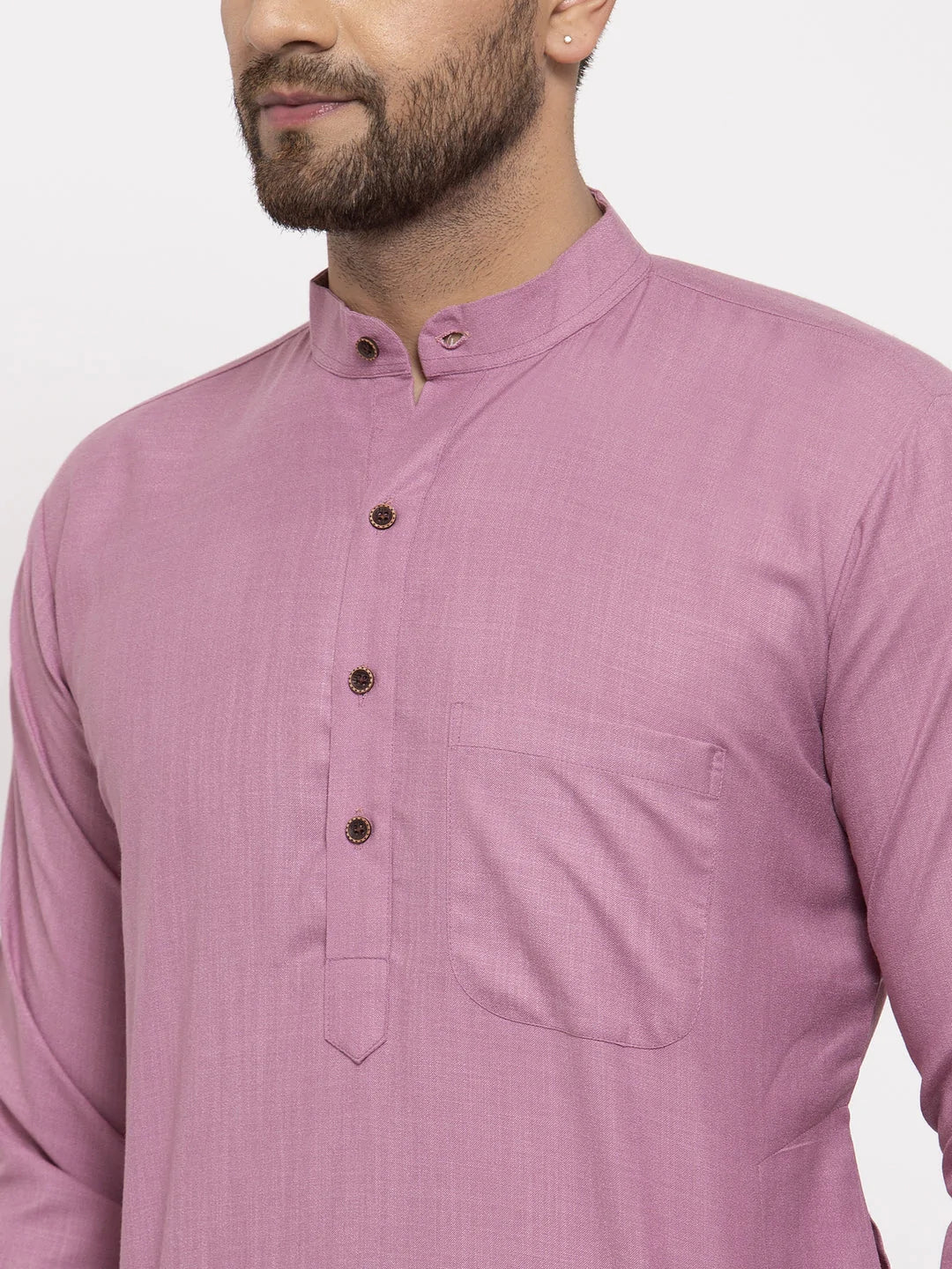 Men Magenta & White Solid Kurta Only ( KO 532 Magenta )