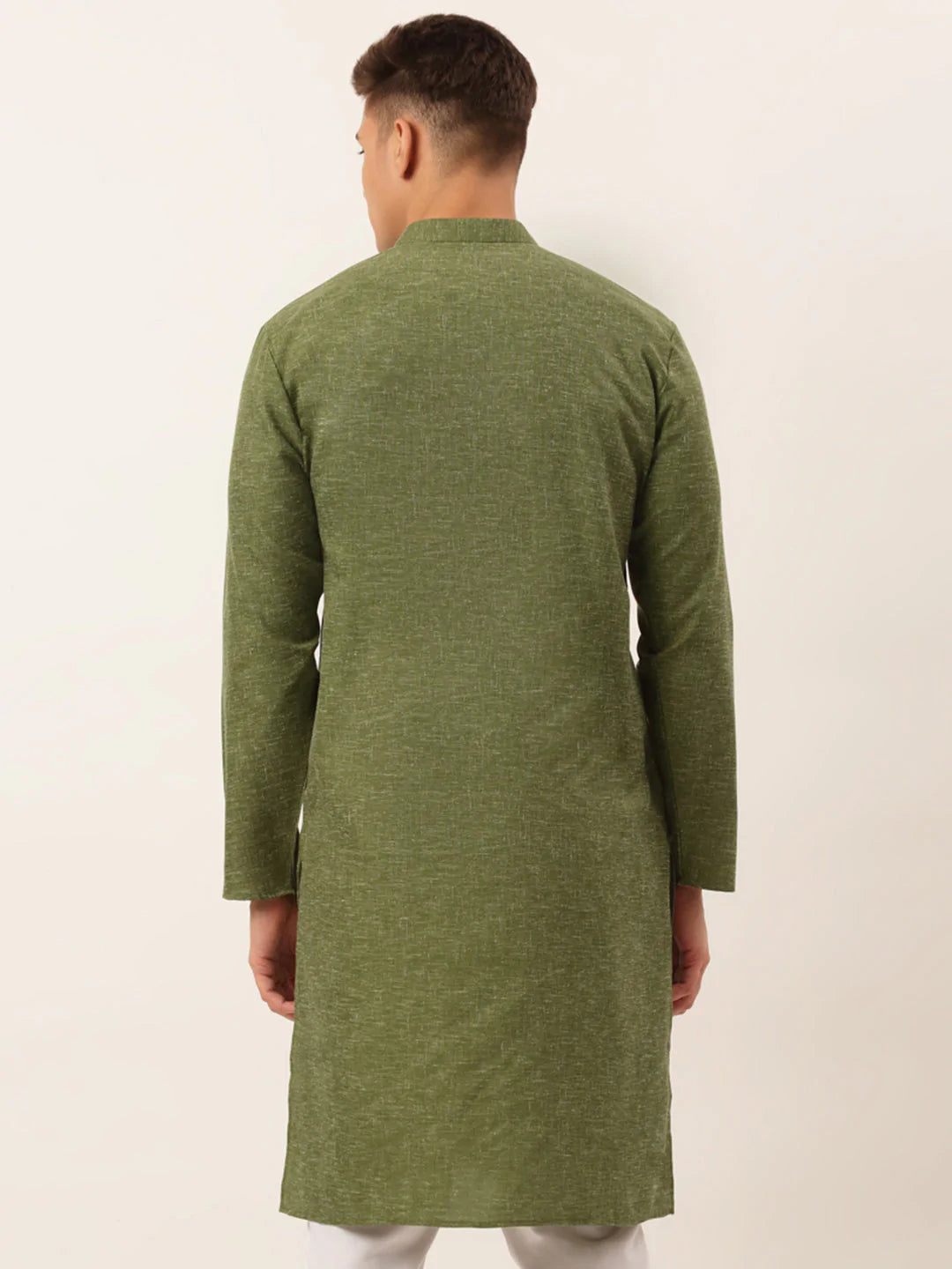 Men's Cotton Solid Kurtas ( KO 657 Olive )