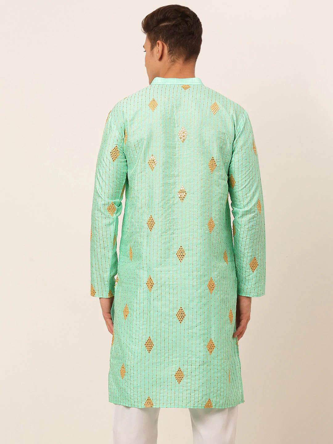Jompers Men Sky Blue Embroidered Sequinned Kurta Only ( KO 673 Sky )