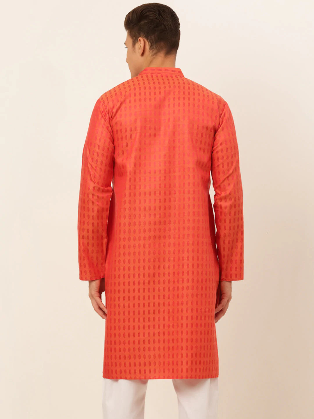 Jompers Men's Red Woven Design Kurta Only ( KO 675 Red )