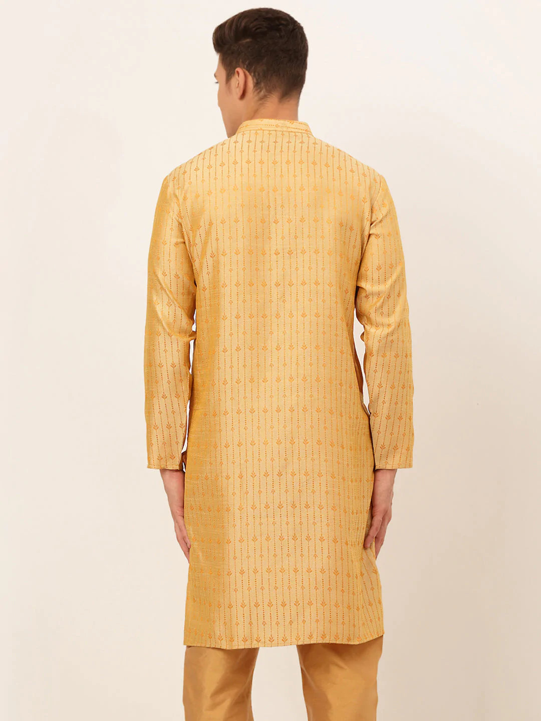 Jompers Men's Golden Embroidered Kurta Only ( KO 676 Golden )