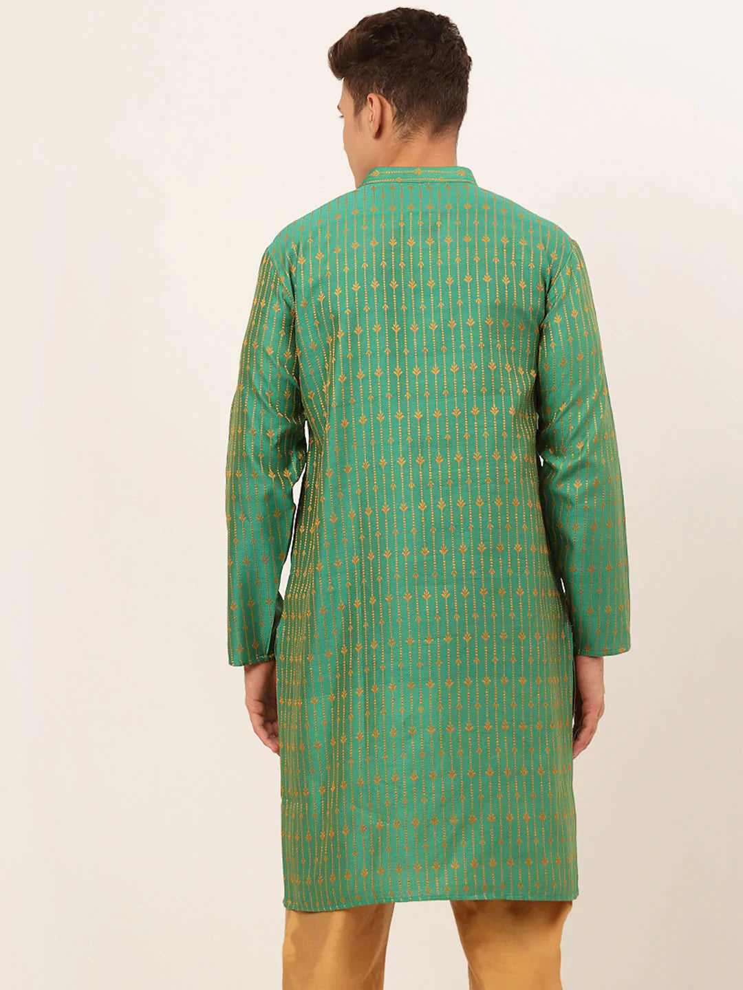 Jompers Men's Green Embroidered Kurta Only ( KO 676 Green )