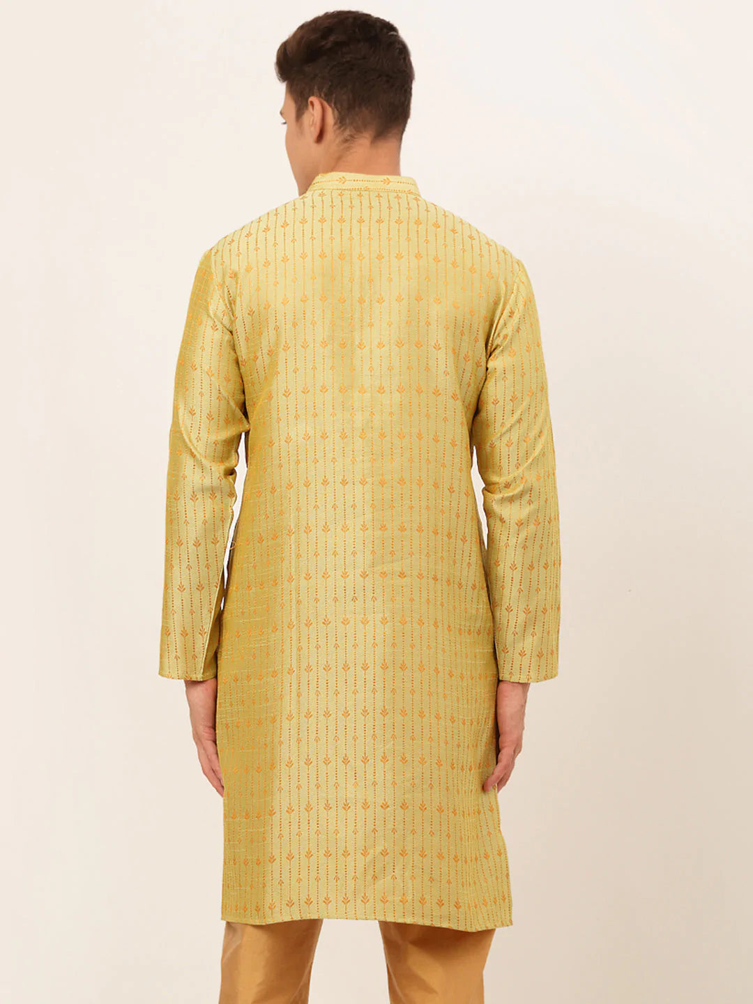 Jompers Men's Yellow Embroidered Kurta Only ( KO 676 Yellow )