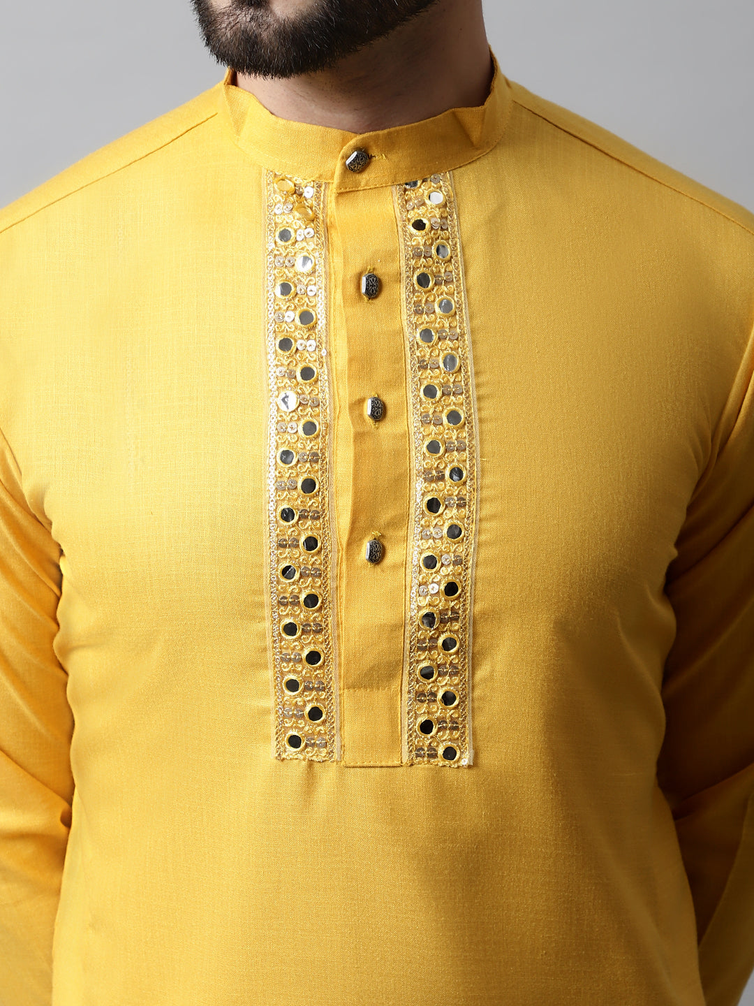 Men Yellow Embroidered Kurtas ( KO 682Yellow )