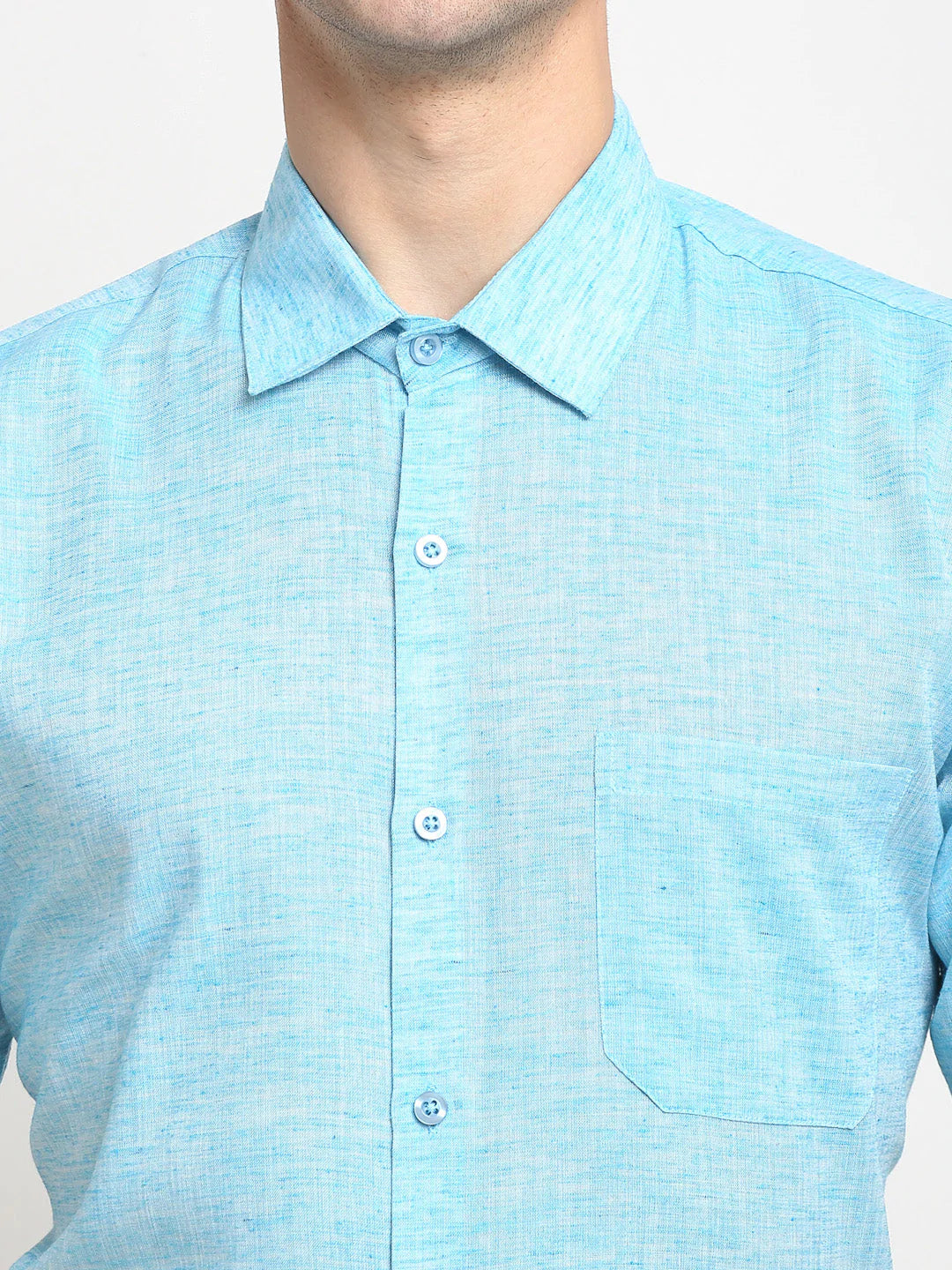 Jainish Blue Men's Solid Cotton Half Sleeves Formal Shirt ( SF 783Sky )