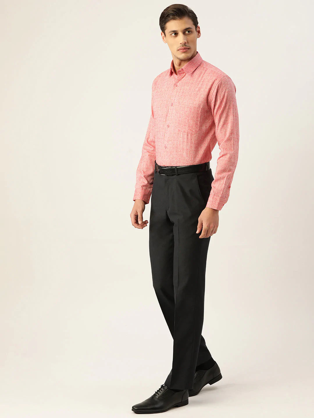 Jainish Men's Linen Cotton Polka Dots Formal Shirts ( SF 794Red )