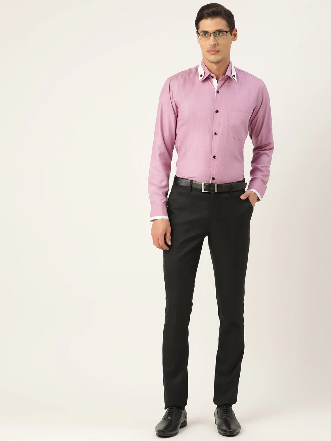 Jainish Men's Cotton Solid Formal Shirts ( SF 796Purple )