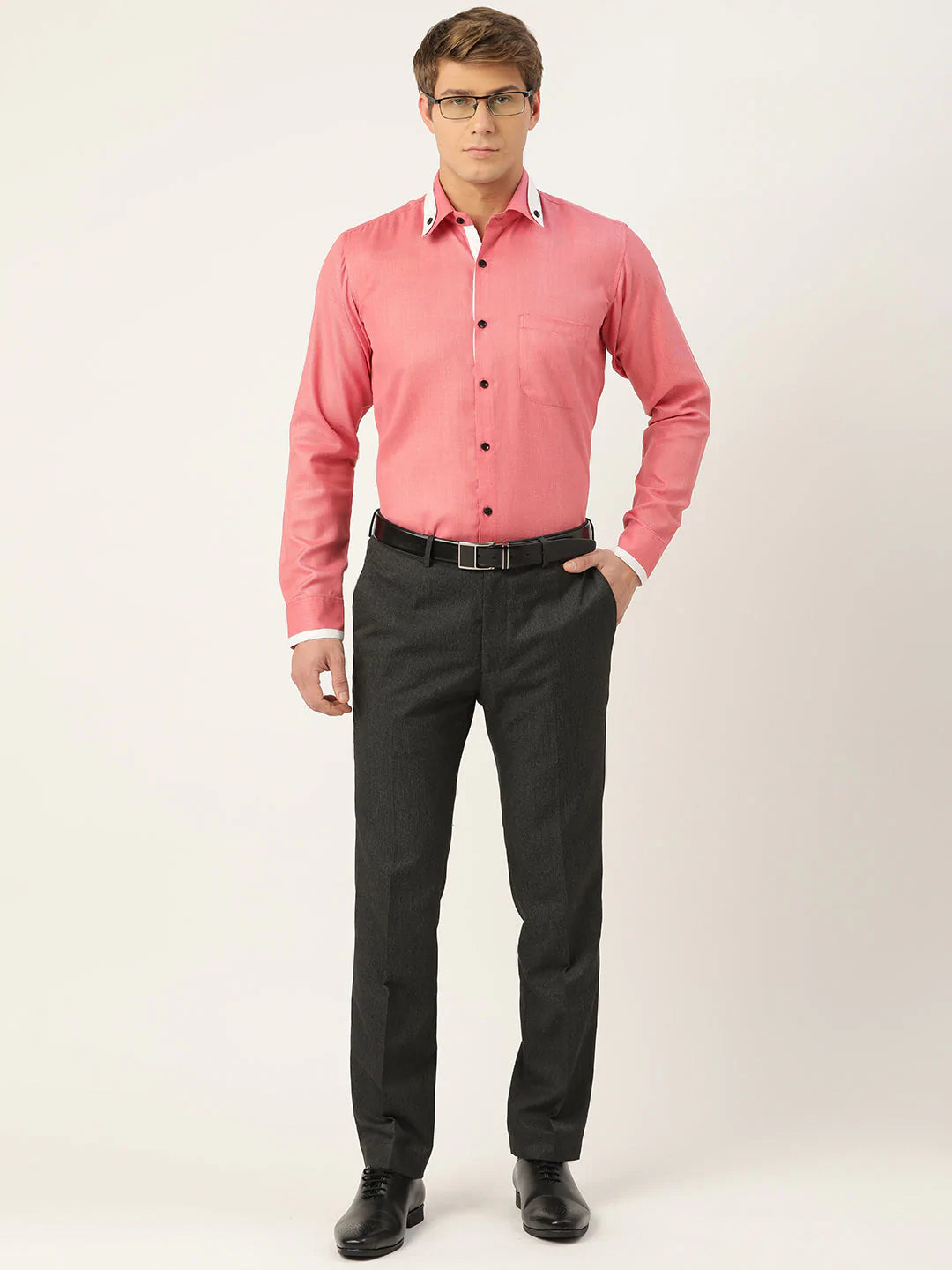 Jainish Men's Cotton Solid Formal Shirts ( SF 796Red )