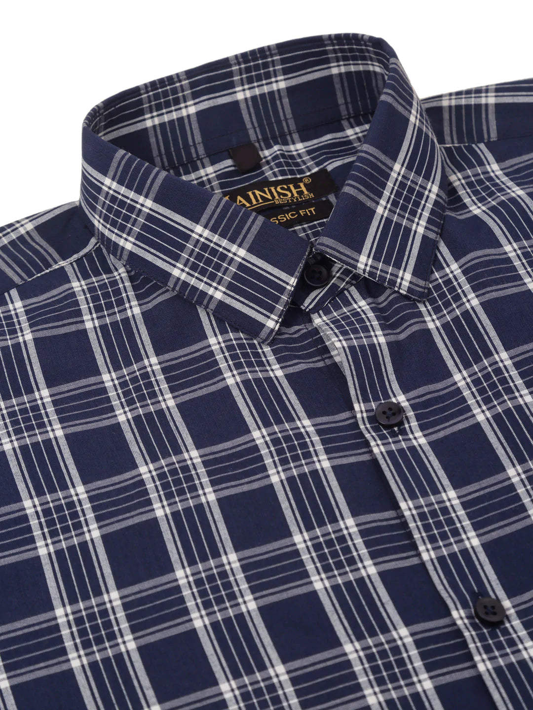 Jainish Men's Cotton Checked Half Sleeve Formal Shirts ( SF 808Blue )