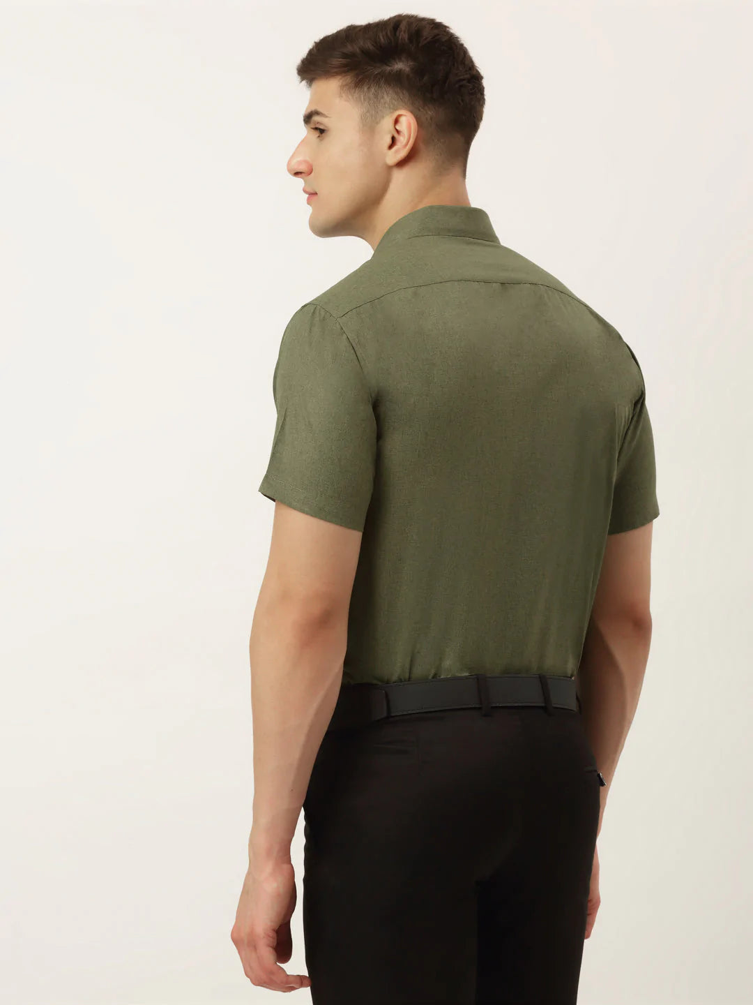 Jainish Men's Cotton Solid Half Sleeve Formal Shirts ( SF 811Olive )
