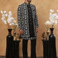 Men's Black & Off-White Floral Embroidered Indo-Western Set ( 50JIND 105 Off-White )