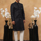 Men's Navy Blue Geometric Embroidered Indo Western Set ( 50JIND 103 Blue )