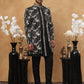 Men's Black Sequined Indo-Western Set ( 50JIND 120 Black )
