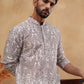 Men's Cotton Blend Paisley Printed Kurta ( HOPKO 001Brown )  [RT] [O-2]