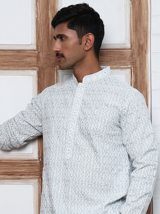 Embroidered Viscose Rayon Kurta ( ANMKO 280Blue )  [RT] [M-6]