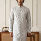 Men's Foil Print Traditional Kurta ( 65KO 5642 White )