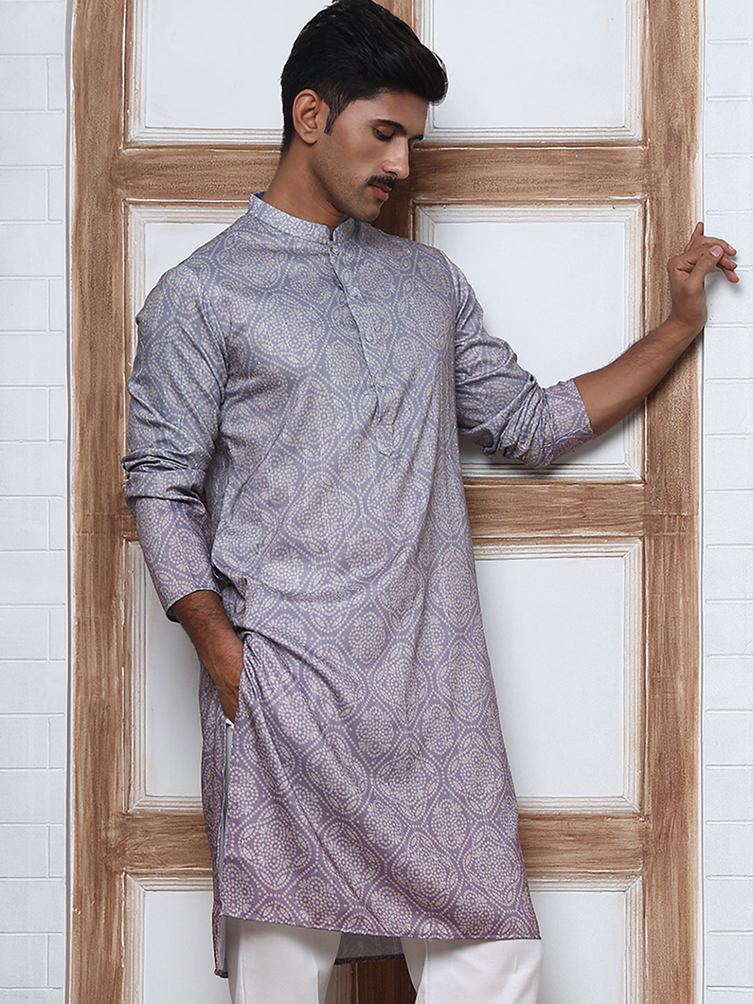 Bandhani Print Thread-Work Kurtas ( ANMKO 291Grey )  [RT] [L-5]