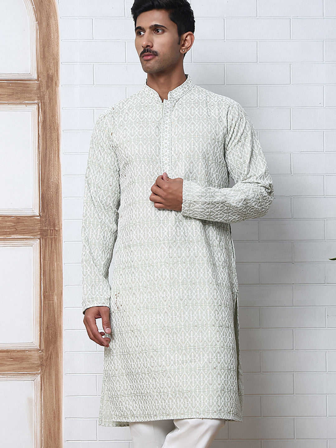 Embroidered Viscose Rayon Kurta ( ANMKO 280Lime )  [RT] [M-6]