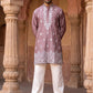 Silk Blend Embroidered Kurta with Korean Pants ( 65KP PJ11W B 5626 Magenta )