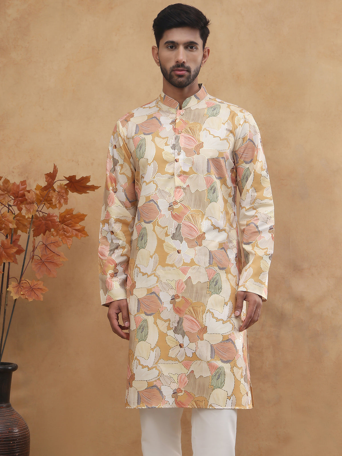 Ethnic Foil Printed Viscose Rayon Kurta ( HOPKO 016Golden )  [RT] [P-5]
