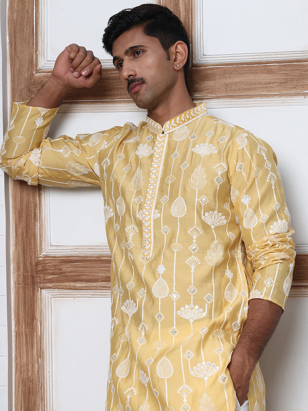 Festive Silk Blend Embroidered Kurtas ( HOPKO 011Yellow )  [RT] [P-3]