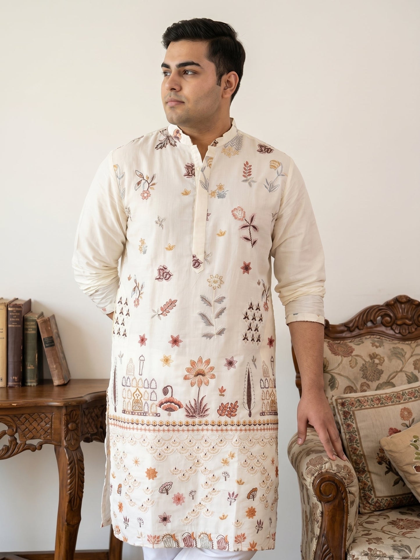 Floral Embroidered and Sequins Kurta