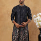 Silk Blend Floral Embroidered Kurtas ( HOPKO 005Navy )  [RT] [O-5]