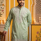 Embroidered Cotton Blend Kurta for Men ( 65KO 5639 Green )