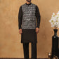 Embroidered Nehru Jacket Set with Solid Kurta Pyjama (65KPWC 592B 4150 Black )
